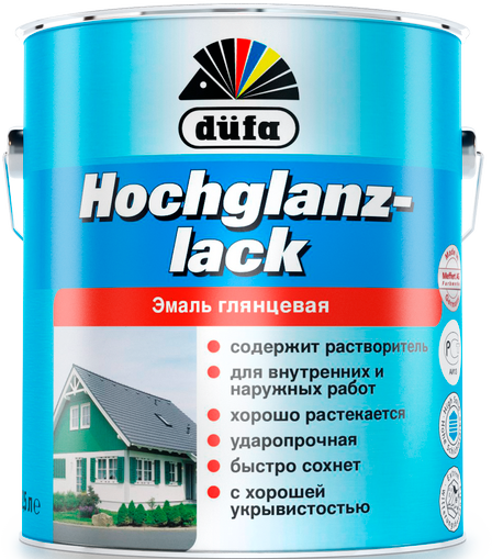 Эмаль Dufa Hochglanzlack для дерева и металла алкидная глянцевая белая