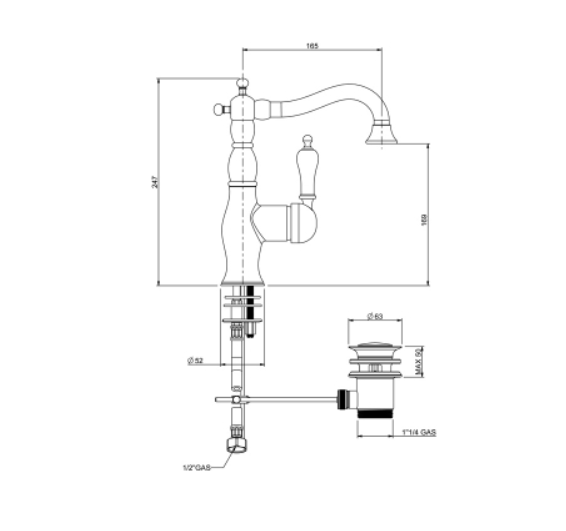 Смеситель для раковины Fortezza Caesar FR.RS.CSR-352.BR