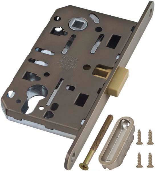 Замок межкомнатный AGB под цилиндр MEDIANA POLARIS с отв. планкой (античная бронза) B06103.50.12.567