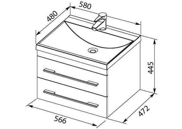 Тумба с раковиной Aquanet "Нота 58" белая