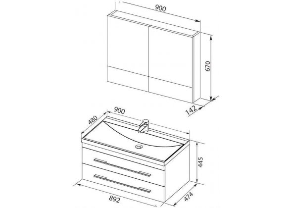 Мебель для ванной Aquanet "Верона 90" белый (2 ящика)