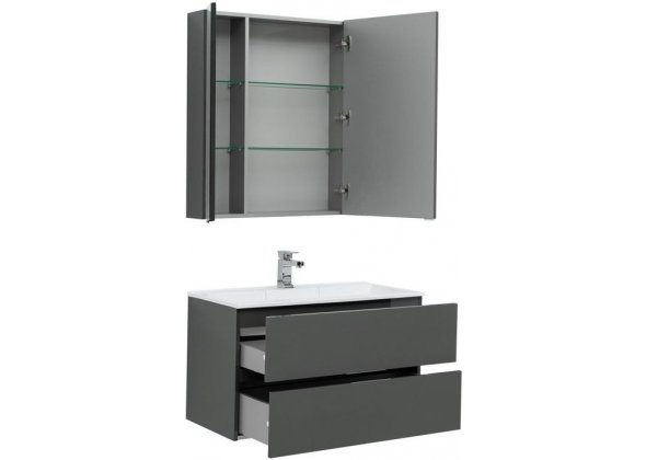 Мебель для ванной Aquanet "Алвита 90" серый антрацит