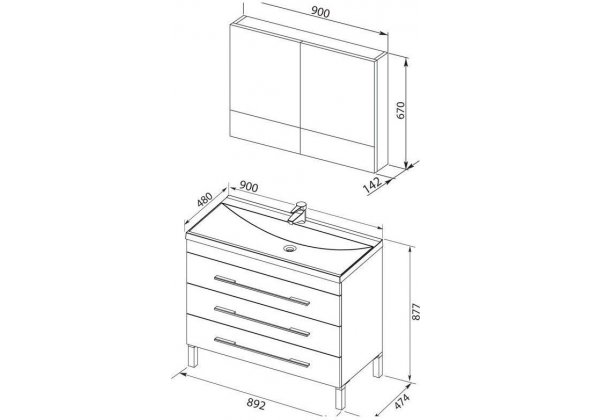 Мебель для ванной Aquanet "Верона 90" белый (3 ящика)