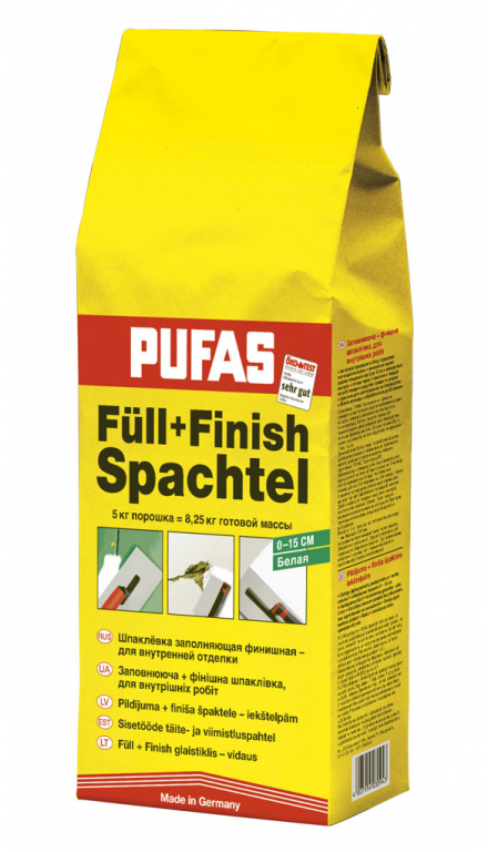 Шпаклёвка финишная заполняющая Pufas Full+Finish Spachtel 5 кг