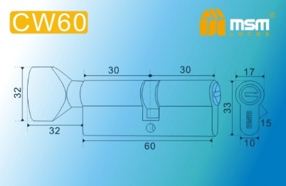 Цилиндровый механизм перфорированный MSM ключ-вертушка CW60mm SB матовая латунь