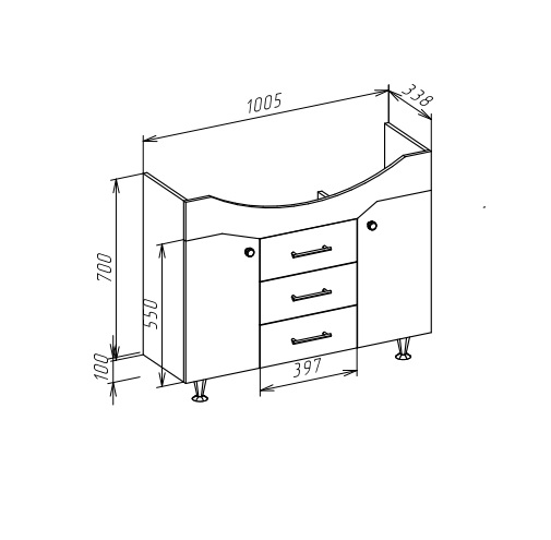 Тумба с раковиной Bellezza "Джулия 105" белая 