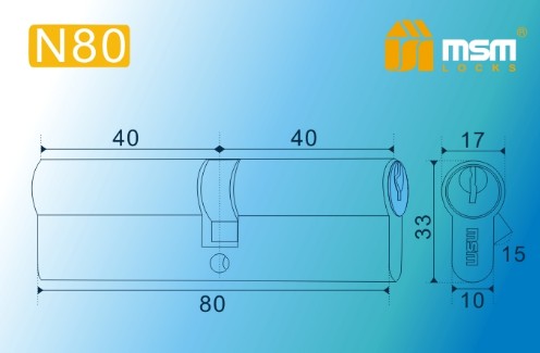 Цилиндровый механизм простой MSM ключ-ключ N80mm PB полированная латунь