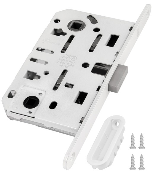 Замок межкомнатный AGB WC MEDIANA POLARIS WC+ отв. планка, белый B06102.50.FM.567