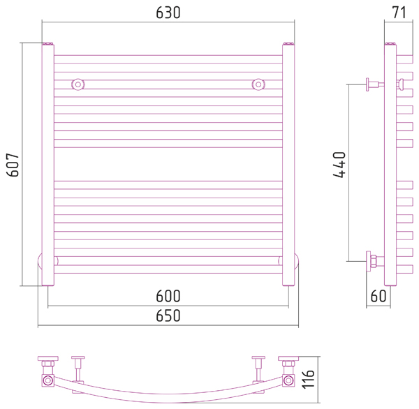 Полотенцесушитель СУНЕРЖА Аркус 600х600