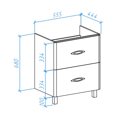 Тумба с раковиной напольная Bellezza "Джела 60" белая (2 ящика)