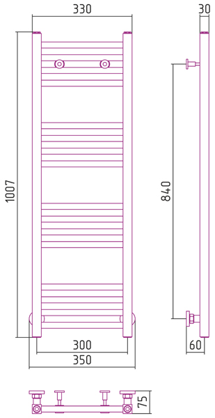 Полотенцесушитель СУНЕРЖА Модус 1000х300