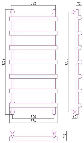 Полотенцесушитель СУНЕРЖА Атлант 1200х500