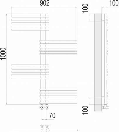 Полотенцесушитель водяной TERMINUS Европа П20 70х1000