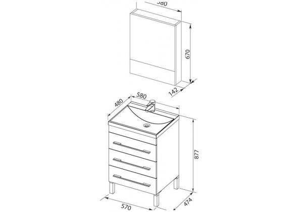 Мебель для ванной Aquanet "Верона 58" белый (3 ящика)