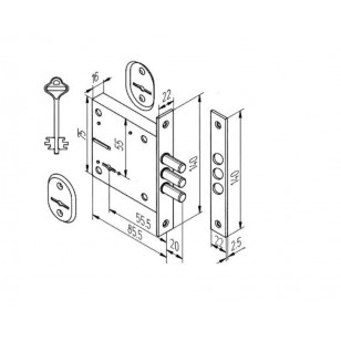 Замок врезной Kerberos 120.21.00