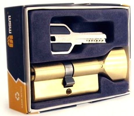 Цилиндровый механизм перфорированный MSM ключ-вертушка CW60мм PB полированная латунь