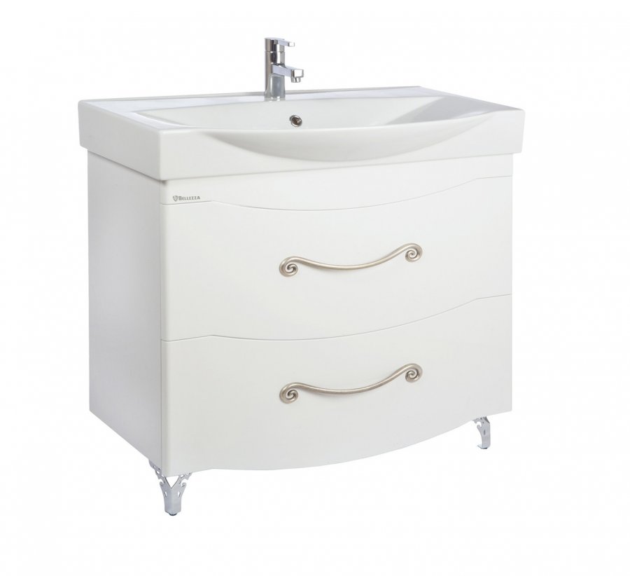 Тумба с раковиной Bellezza "Cесилия 85" белая (2 ящика)