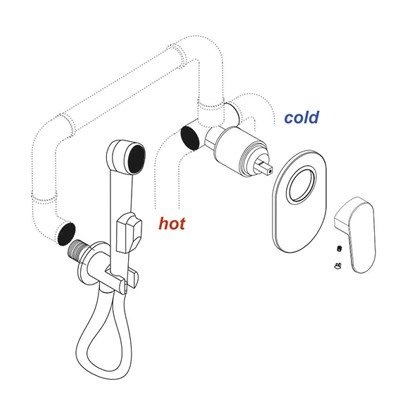 Смеситель скрытого монтажа для ванны и душа WasserKraft Kammel 1851