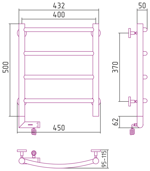 Полотенцесушитель СУНЕРЖА Галант 2.0 500х400