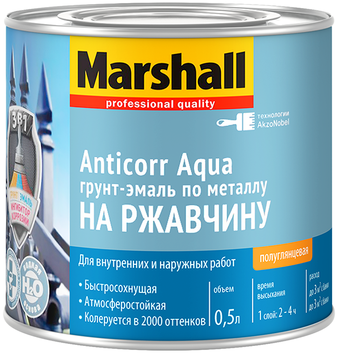 Грунт-эмаль Marshall Anticorr Aqua на ржавчину на водной основе полуглянцевая