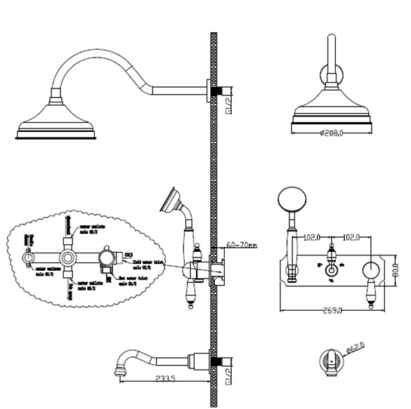 Смеситель для ванны встроенный Boheme IMPERIALE Ripresa 328