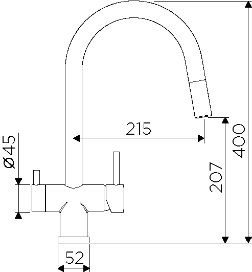 Смеситель для кухни Omoikiri Akita-S BN с выдвижным душем