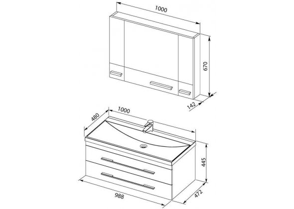 Мебель для ванной Aquanet "Нота 100" белый 