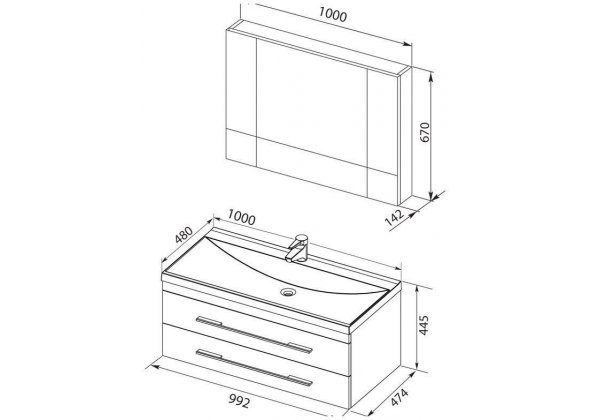 Мебель для ванной Aquanet "Верона 100" белый (2 ящика)