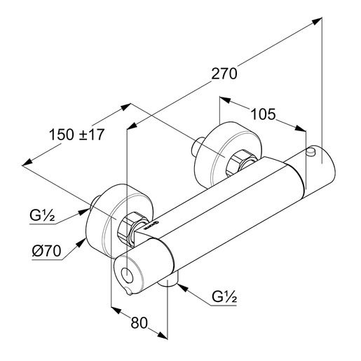 Смеситель термостатический для ванны и душа Kludi Basic 350020538