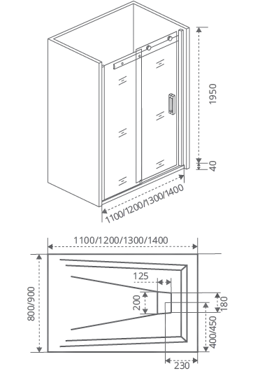 Душевая перегородка Good Door Galaxy WTW-120-C-B профиль черный