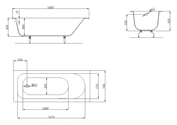 Чугунная ванна OWL 1975 Roxen - 160х70