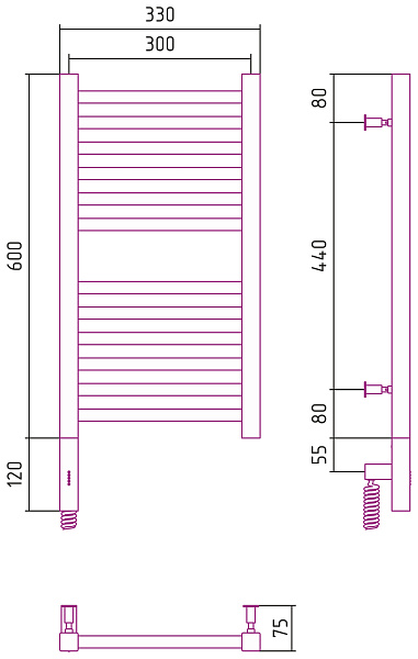 Полотенцесушитель СУНЕРЖА Модус 3.0 600х300