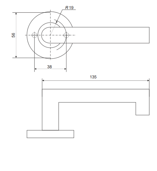 Дверная ручка на квадратной розетке Apecs H-0203-BL (DP-C-02)