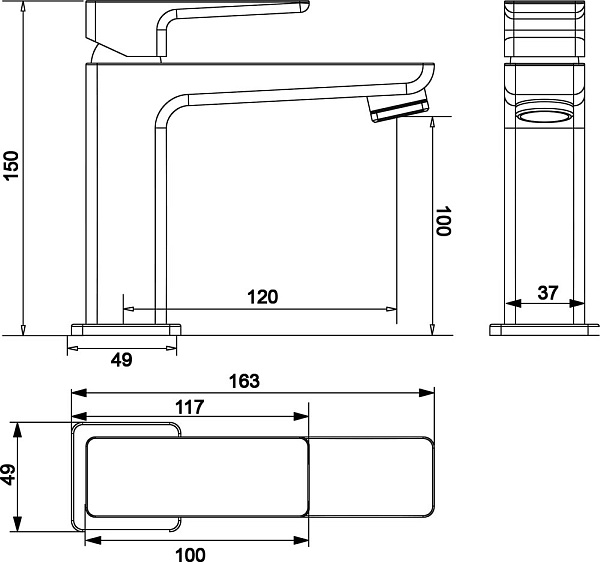 Смеситель для раковины Omnires Parma 7410 черный