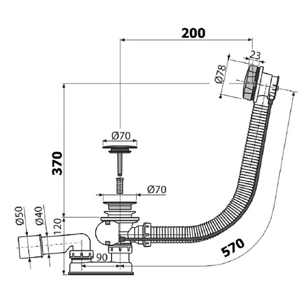 Слив-перелив Alcaplast A55KM