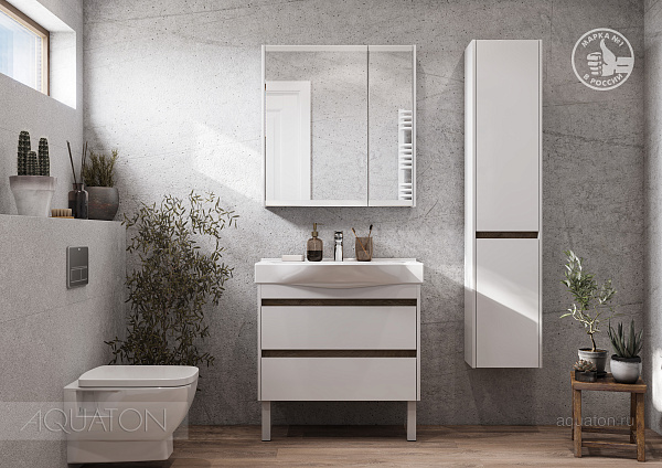 Шкаф-пенал подвесной Aquaton "Нортон" R белый