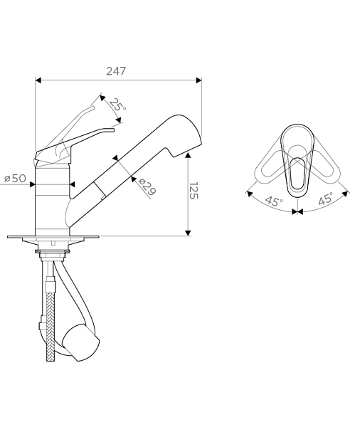 Смеситель для кухни Omoikiri Tateyama-S-WH с выдвижным душем