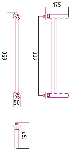 Полотенцесушитель СУНЕРЖА Хорда 600х195