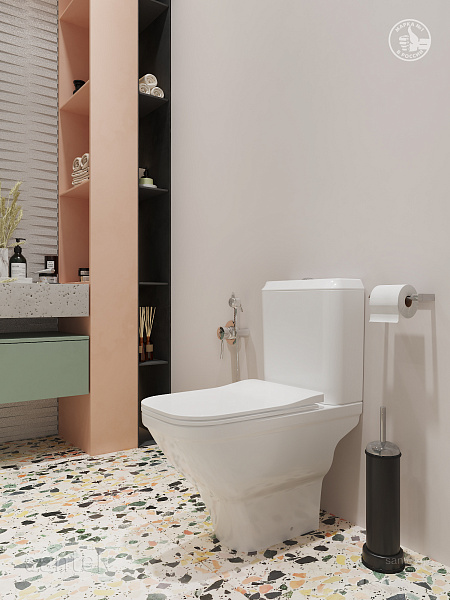 Унитаз компакт напольный Santek Лайн с горизонтальным выпуском, rimless 1.WH50.1.573