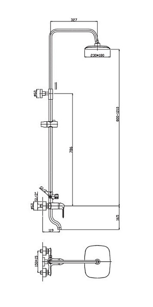 Душевая система со смесителем Haiba HB2405