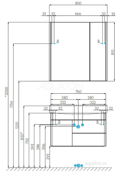 Зеркало-шкаф Aquaton "Беверли 80" белый