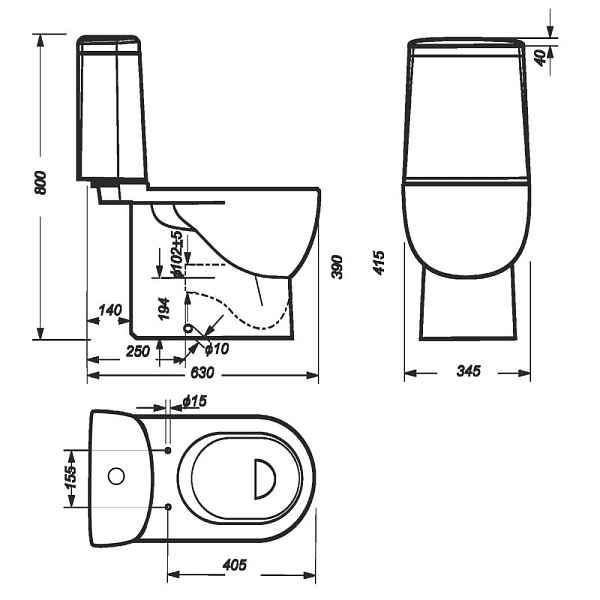 Унитаз компакт напольный Sanita Luxe Fest DM FSTSLCC01040622