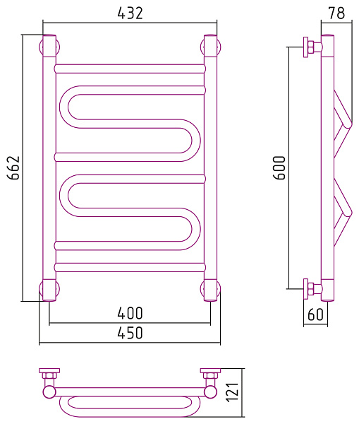 Полотенцесушитель СУНЕРЖА Элегия+ 600x400
