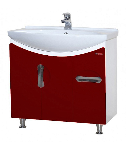 Тумба с раковиной Bellezza "Лагуна 75" красная (1 ящик)