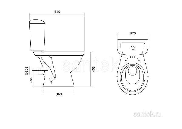 Унитаз компакт напольный Santek Паллада с горизонтальным выпуском 1.WH30.2.371