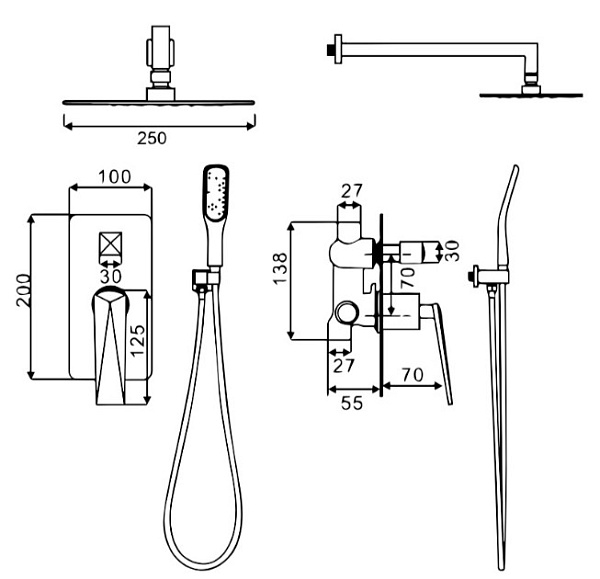 Встраиваемая душевая система Boheme Venturo 374-B