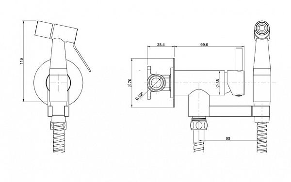 Гигиенический душ со смесителем Paini Isola ISPZ442