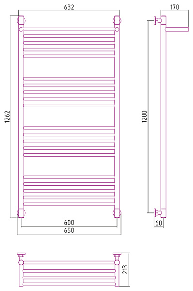 Полотенцесушитель СУНЕРЖА Богема с полкой+ 1200х600