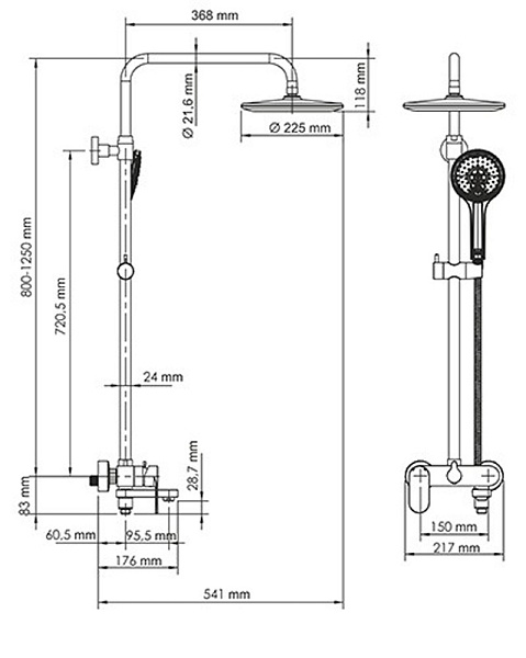 Душевая система со смесителем WasserKraft Mindel A18501