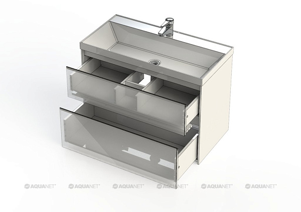 Тумба с раковиной Aquanet "Гласс 100" белый